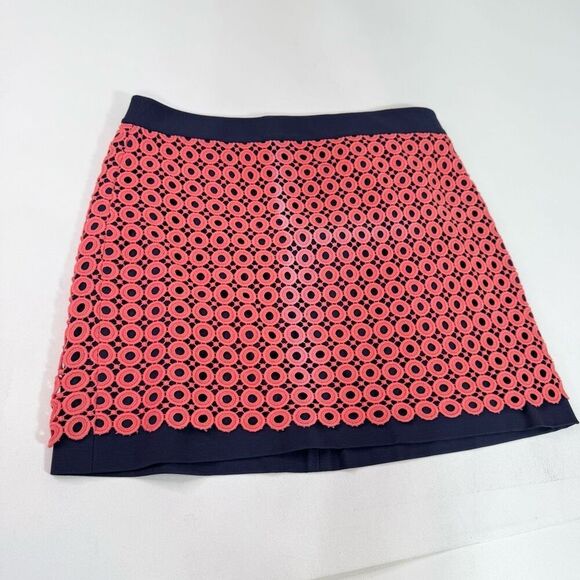 LOFT Skirt Womens 14 Orange Circle Lace Overlay Mid Rise Mini A-Line NWT - Picture 1 of 8